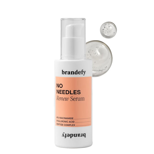 Brandefy No Needles Niacinamide Serum with Hyaluronic Acid - Plumping and Brightening Peptide Serum for Smooth, Firm & Dewy Skin, Made In The USA, (1.7 Oz)